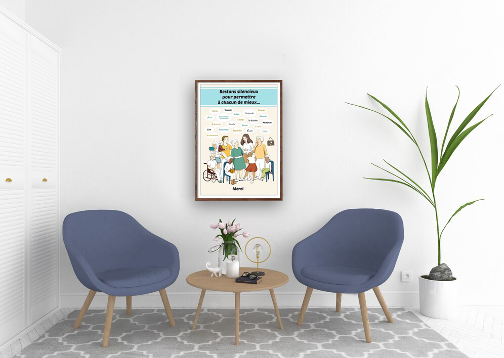 Affiche salle d'attente cabinet - Restons silencieux